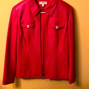 St. John collection Red leather jacket